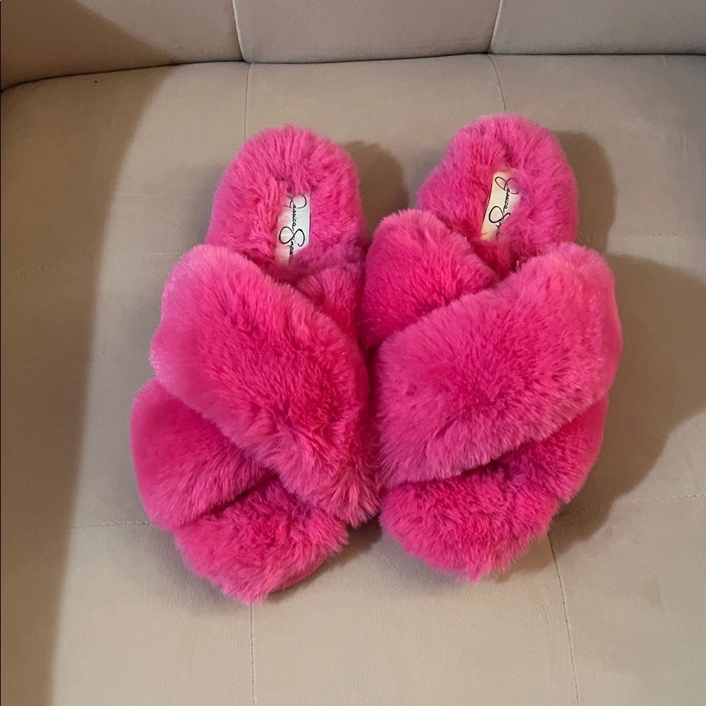 Jessica Simpson Fuzzy Pink Slippers
